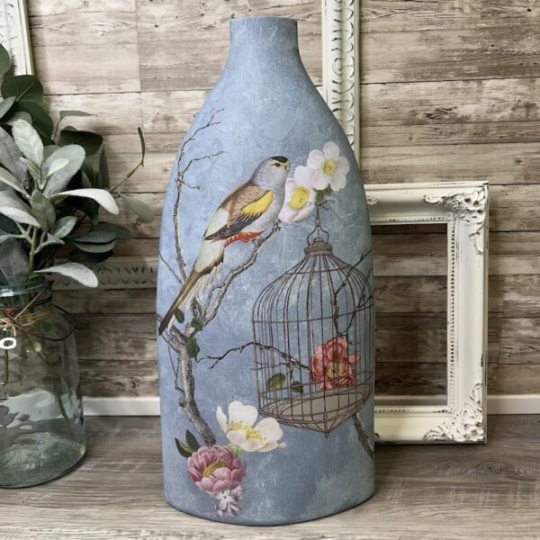 Tall Ceramic Vase with Birds and Branches