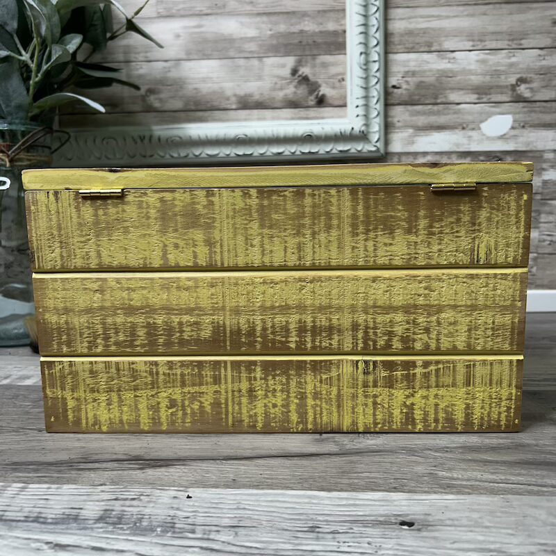 Yellow Wooden Storage Box with Floral and Rooster - Image 3