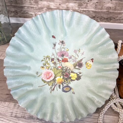 Upcycled Metal Bowl with Floral Transfer
