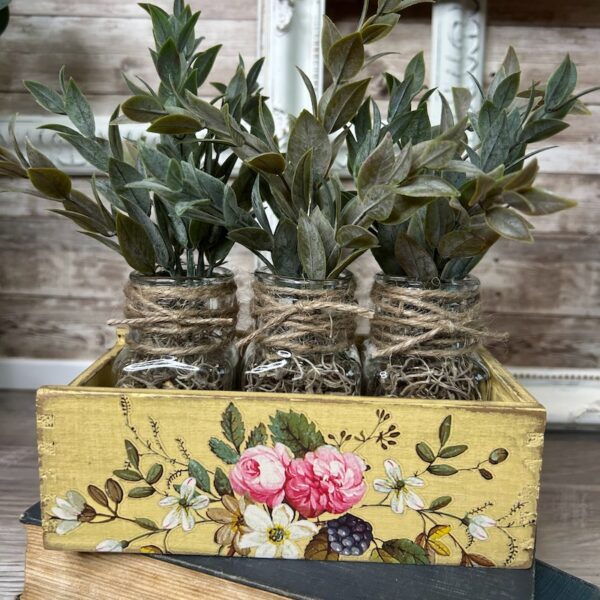 Painted and Distressd Yellow Wooden Box