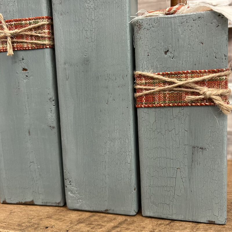 Tall Wooden Block Pumpkins with Crackle Paint - Image 9
