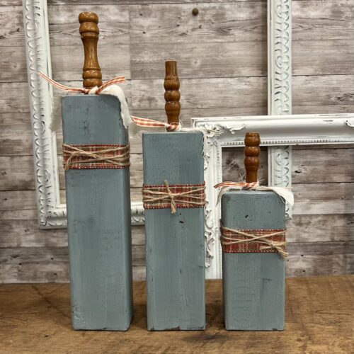 Tall Wooden Block Pumpkins with Crackle Paint