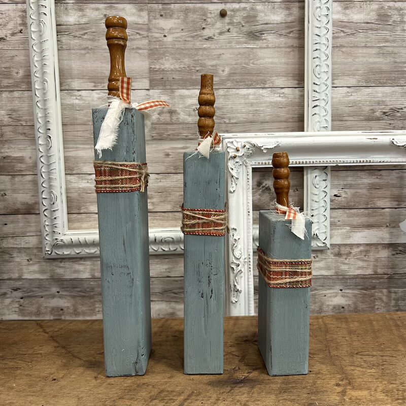 Tall Wooden Block Pumpkins with Crackle Paint - Image 5