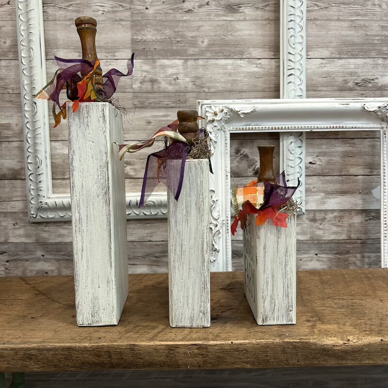 2x4 Wooden Block Pumpkins with Hand Painted Lettering - Image 3