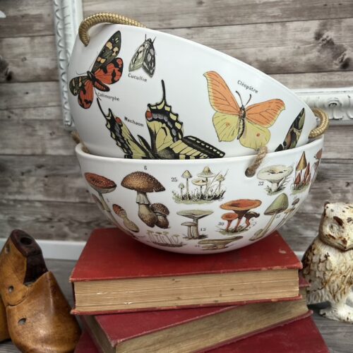 Mushroom and Moth Ceramic Hanging Bowls