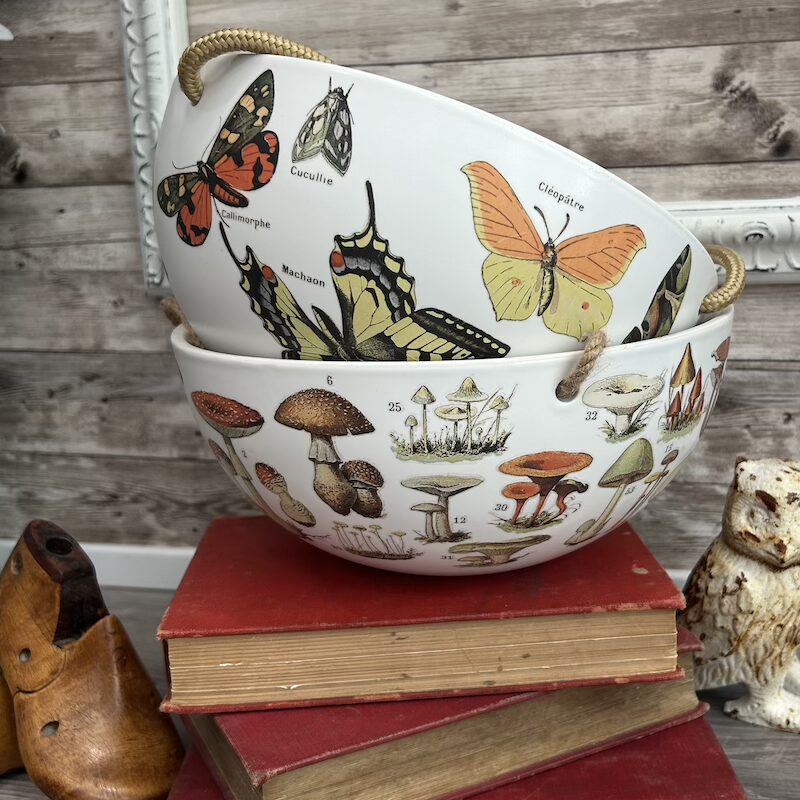 Mushroom and Moth Ceramic Hanging Bowls