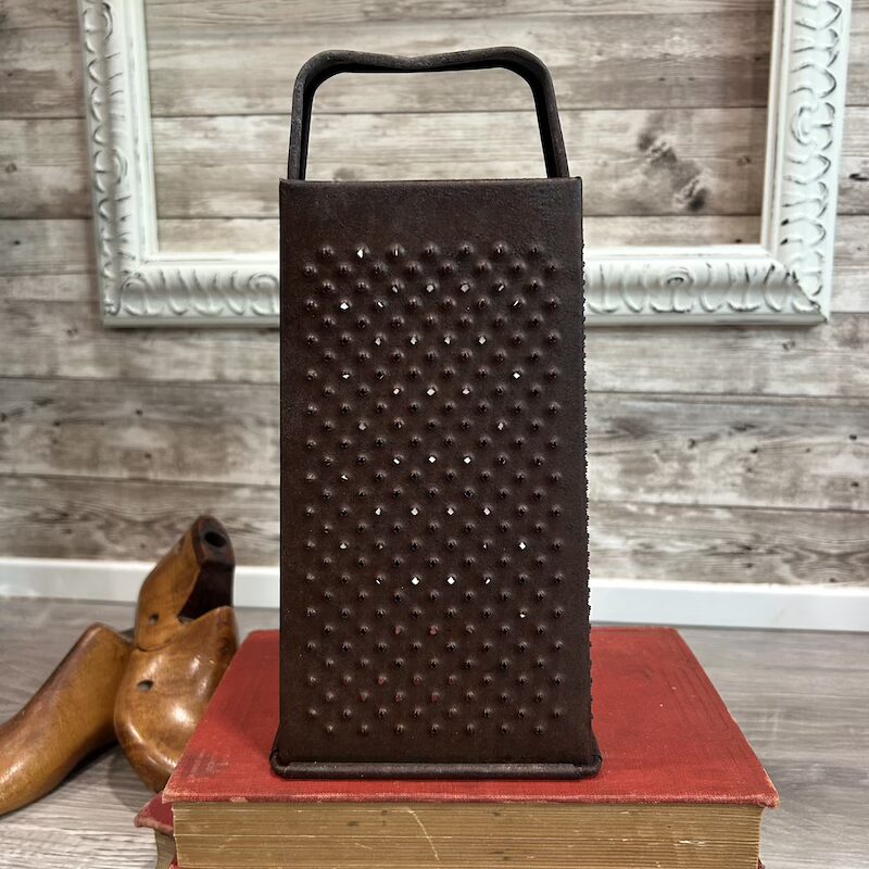 Vintage Rusty Grater with Pomegranate Floral Transfer, Kitchen Decor - Image 4