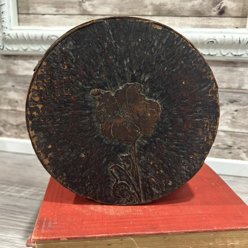 Antique Wooden Primitive Circular Carved Pantry Box - Image 2