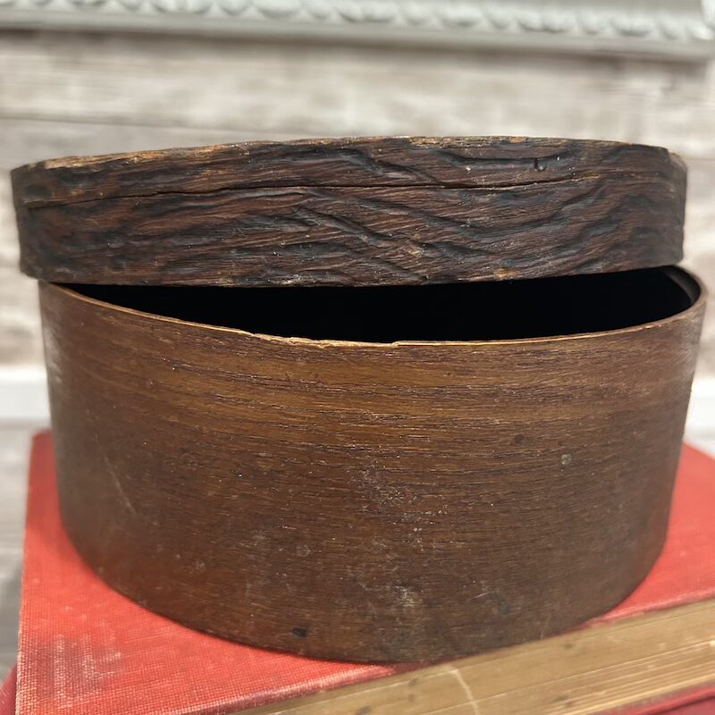 Antique Wooden Primitive Circular Carved Pantry Box - Image 3