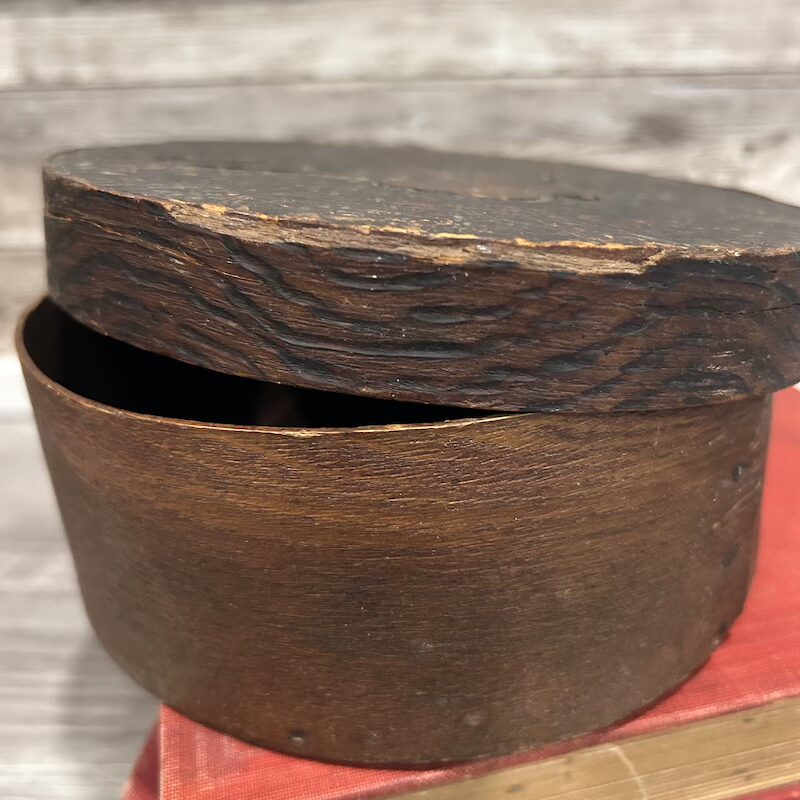 Antique Wooden Primitive Circular Carved Pantry Box - Image 4