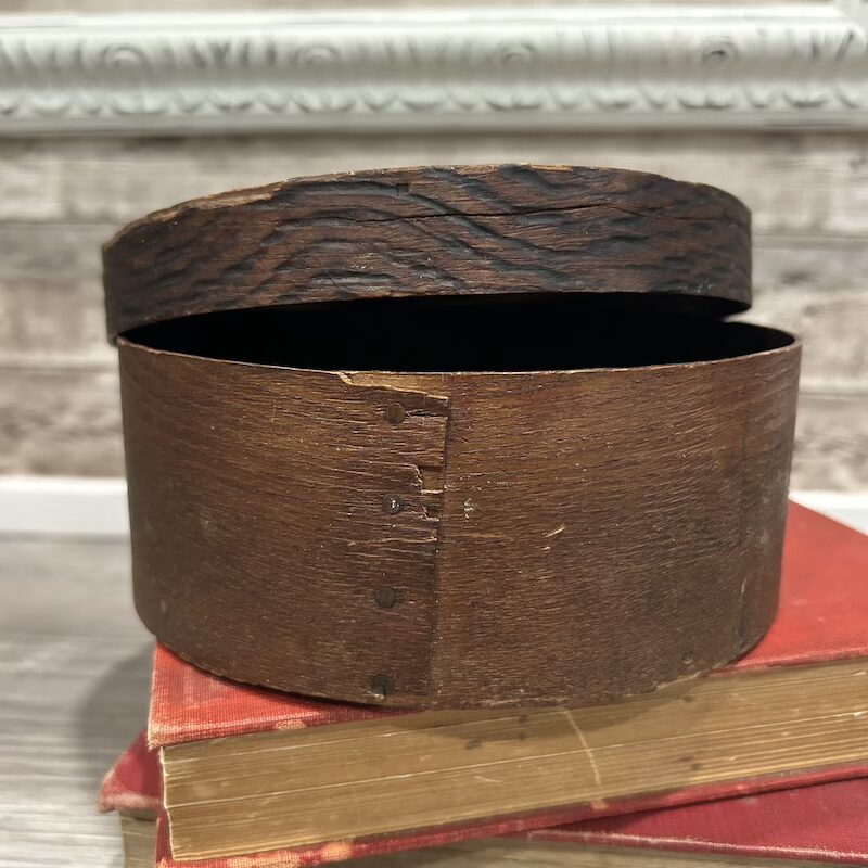 Antique Wooden Primitive Circular Carved Pantry Box - Image 5