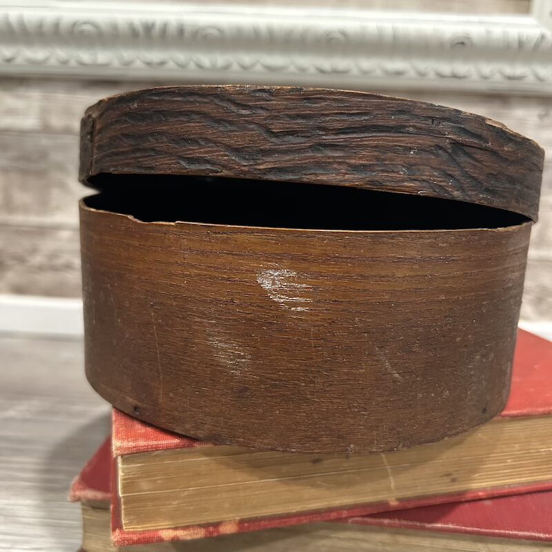 Antique Wooden Primitive Circular Carved Pantry Box - Image 6