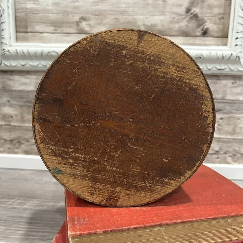 Antique Wooden Primitive Circular Carved Pantry Box - Image 7