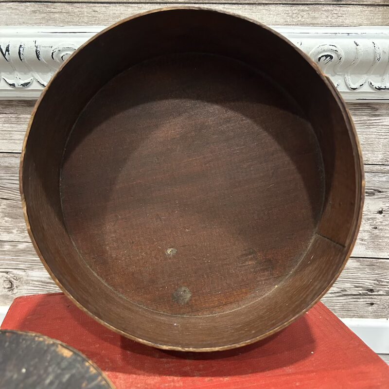 Antique Wooden Primitive Circular Carved Pantry Box - Image 8