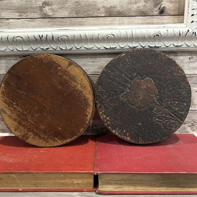 Antique Wooden Primitive Circular Carved Pantry Box - Image 10