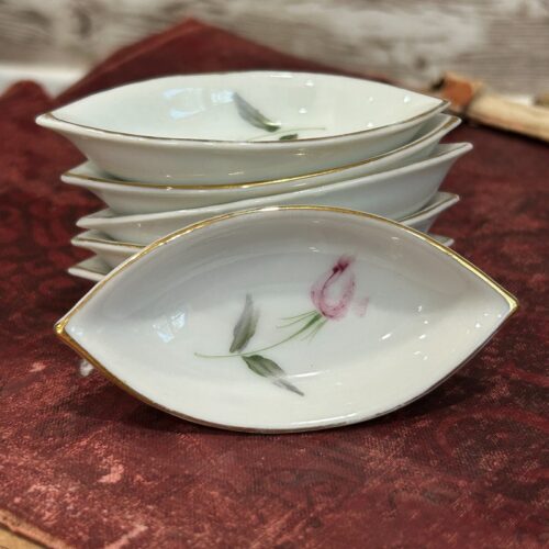 Set of 6 Vintage Floral Salt Cellars Made in Occupied Japan