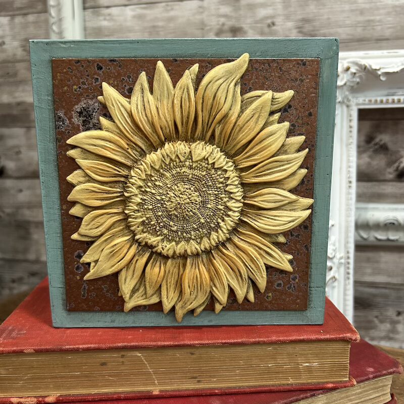 6" Wooden Decor Piece with Copper Effect Paint and Resin Sunflower - Image 6