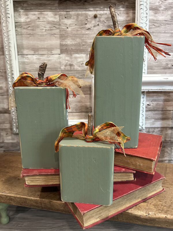 2x4 Wooden Block Pumpkins with Swirl Design - Image 4