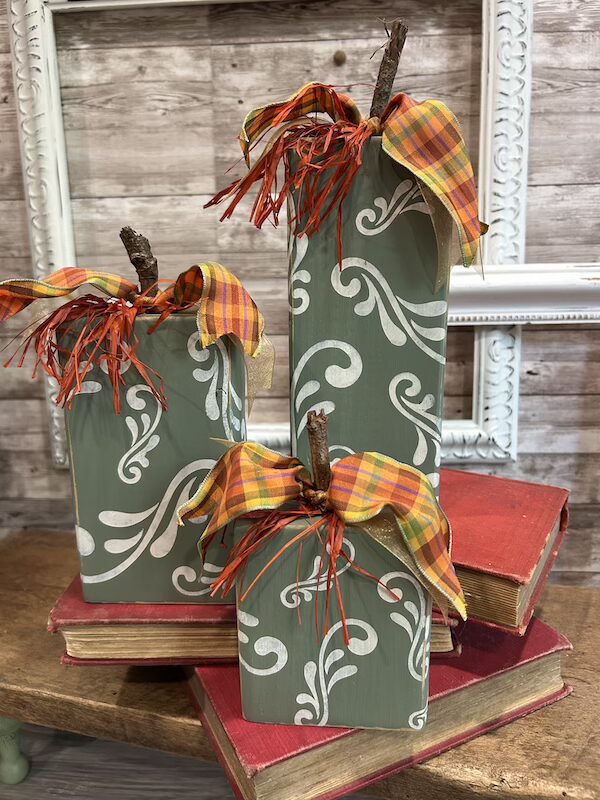 2x4 Wooden Block Pumpkins with Swirl Design - Image 6