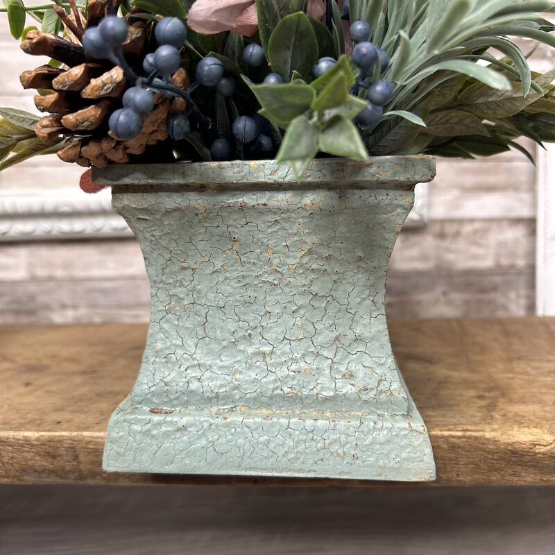Small Rectangular Floral Container with Milk Paint Patina - Image 2