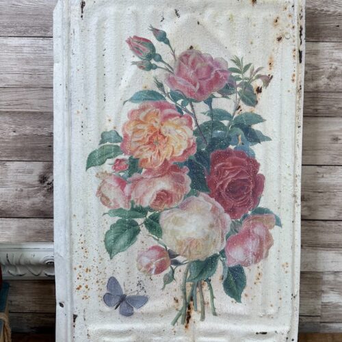 Antique Tin Roof Tile with Floral