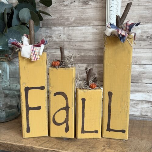 Tall FALL Wooden Block Pumpkins